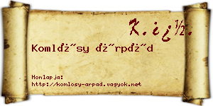 Komlósy Árpád névjegykártya